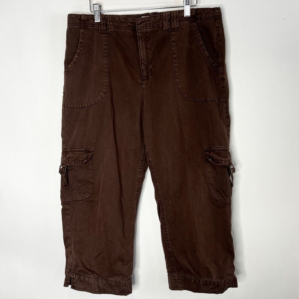 Caribbean Joe Capri Capris Cargo Pants Brown Y2K Style Women's Size 14